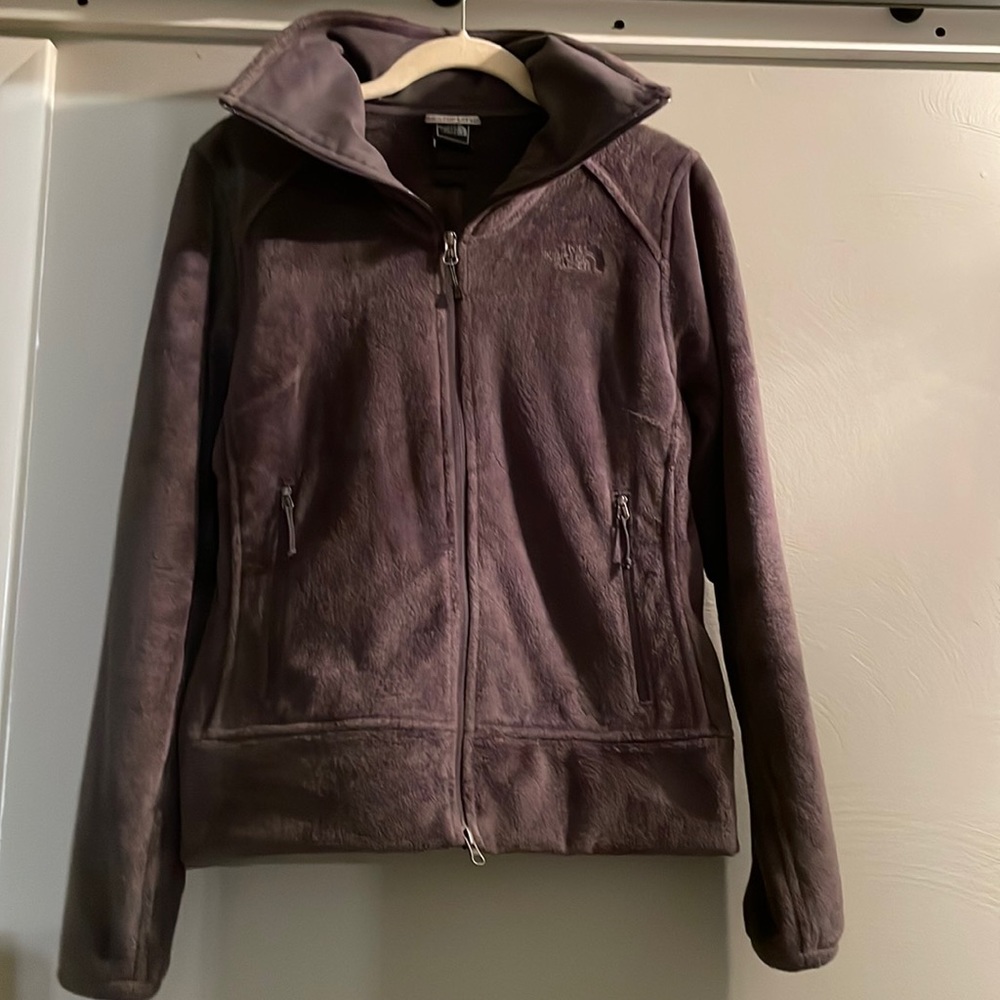 The North Face gray size small full zip with collar that can be up or down.